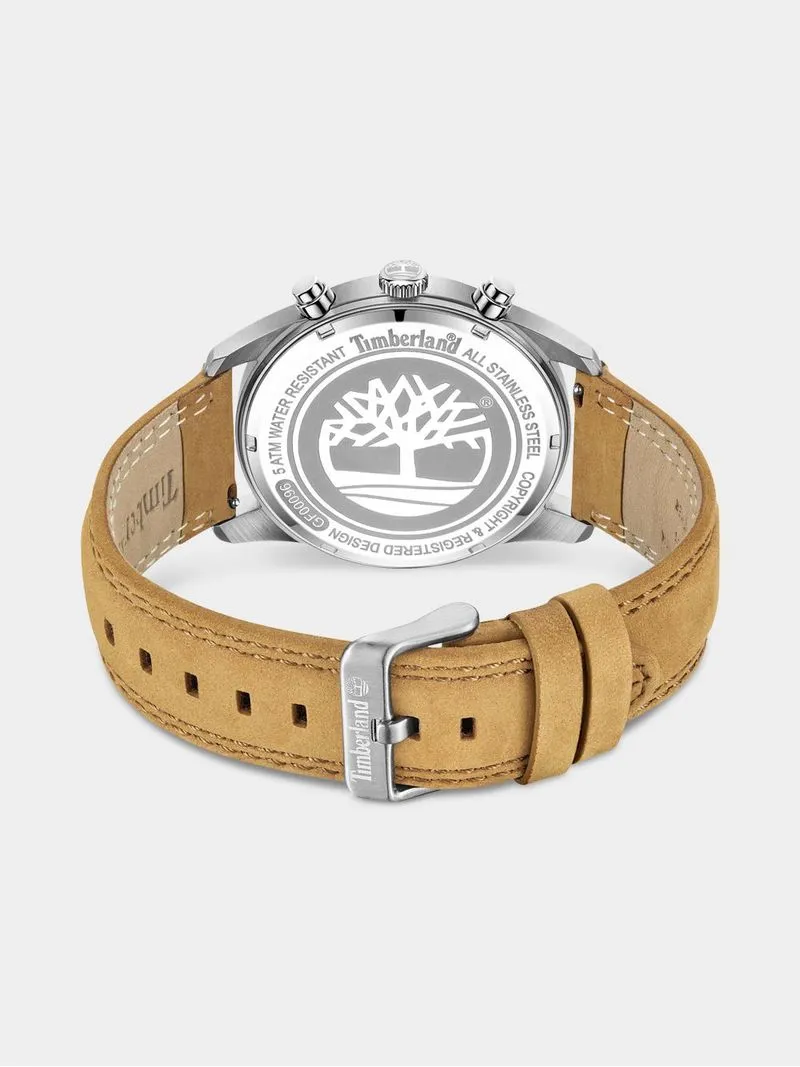 Timberland Northbridge Stainless Steel Navy Dial Tan Leather Chronograph Watch