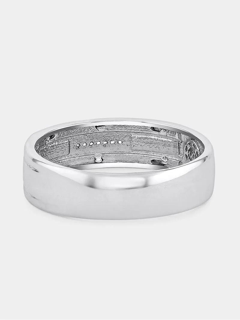 Yellow Gold & Sterling Silver Diamond Centre Stripe Wedding Band