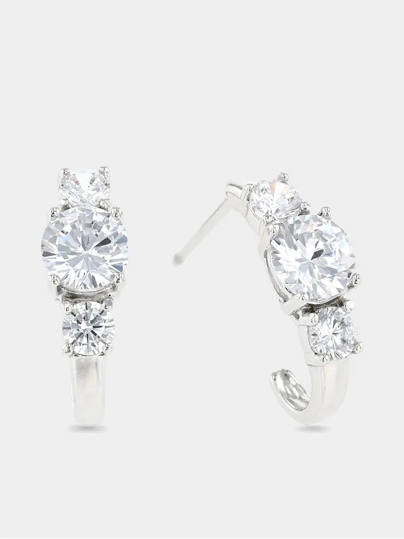 Cheté Sterling Silver & Cubic Zirconia Trilogy Hoop Earrings