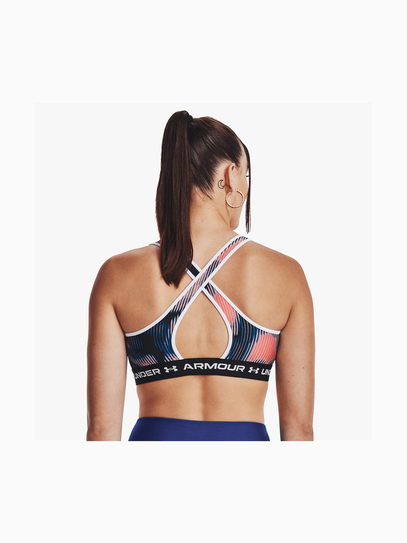 Womens Under Armour Crossback Medium Impact Coral Bra