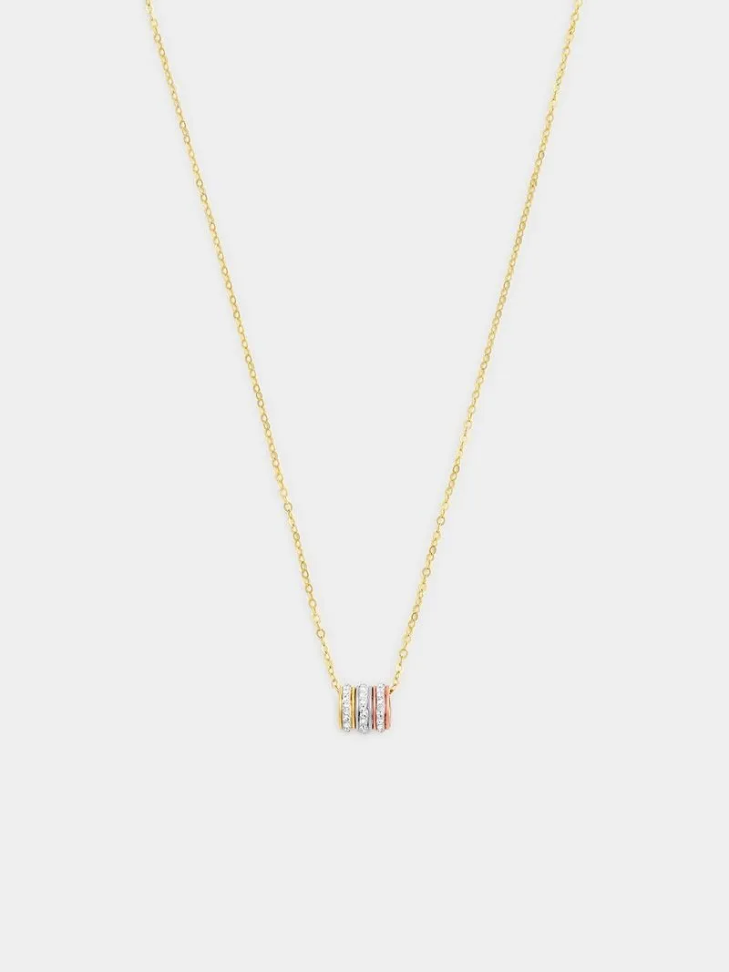 Tri-Colour, Cubic Zirconia luck rings necklace