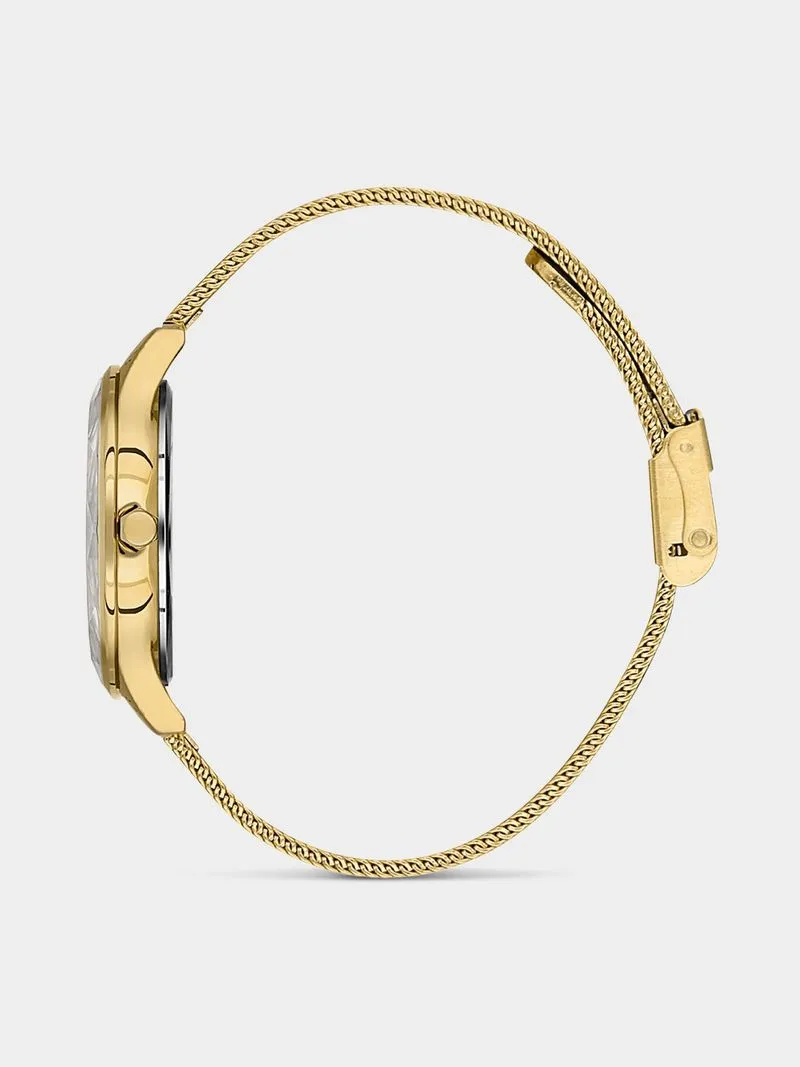 Daniel Klein Gold Plated Black Dial Mesh Watch