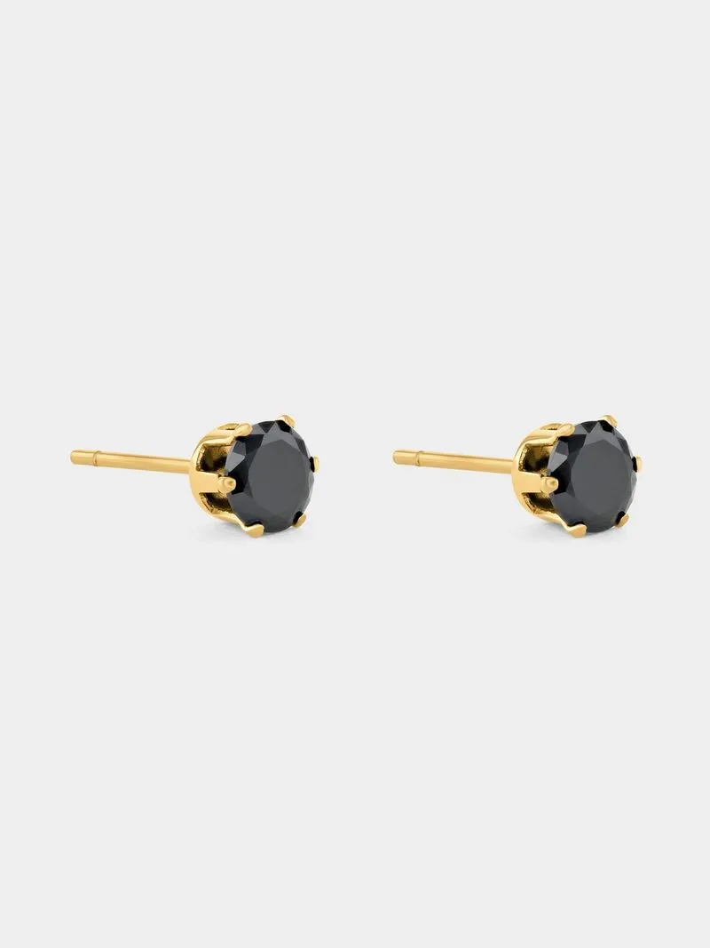 Stainless Steel Gold Plated Cubic Zirconia Stud Earrings