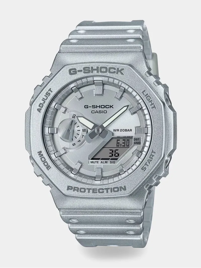 Casio G-Shock Carbon Core Ana Digi Silver Tone Resin Watch