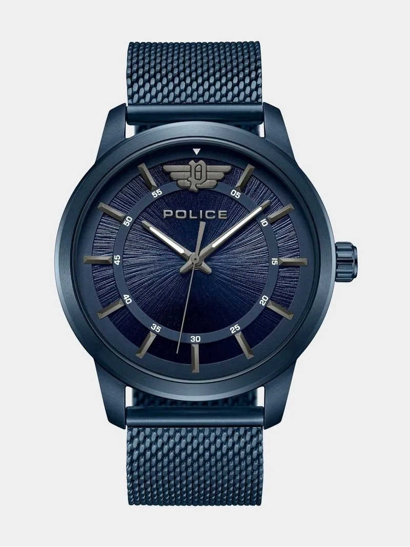 Police Raho Blue Plated Blue Dial Blue Mesh Watch