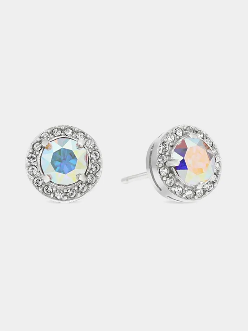 Sterling Silver Crystal Women's October Birthstone Stud Earrings