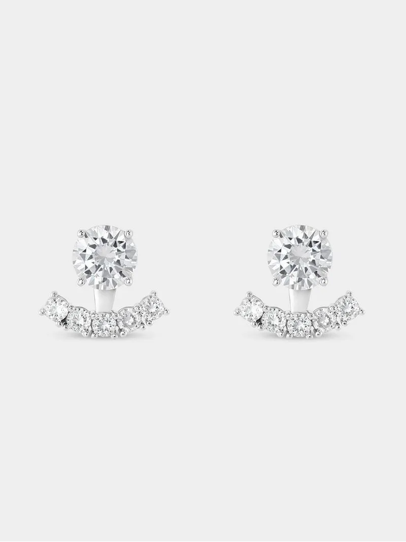 Sterling Silver Cubic Zirconia Jacket Stud Earrings