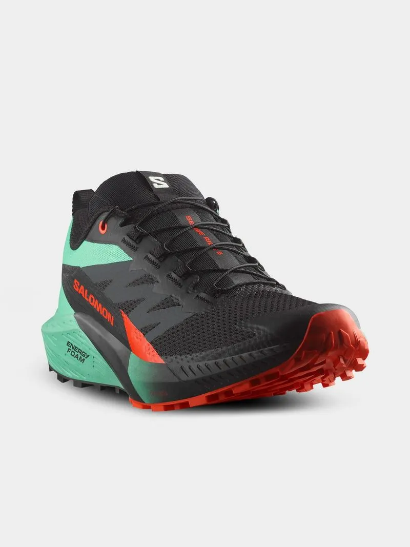 Mens Salomon Sense Ride 5 Black/Blue Trail Running Shoes