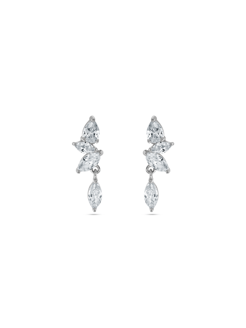 Sterling Silver Cubic Zirconia Women’s Scatter Drop Earrings