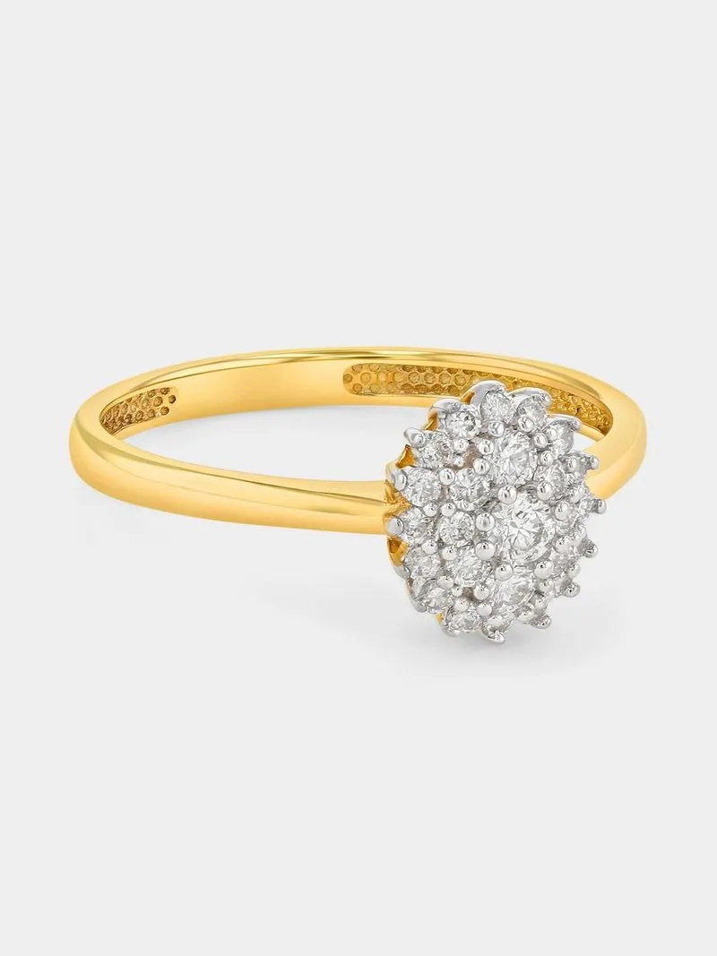 Yellow Gold 0.30ct Diamond Oval Cluster Ring