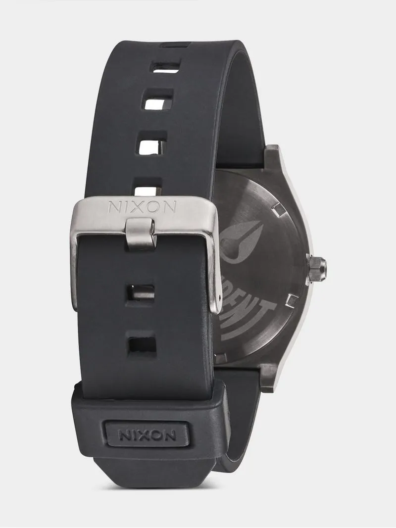Nixon Men's Independent Time Teller Gunmetal Plated Silicone Watch