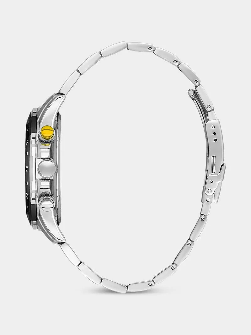 Daniel Klein Silver Plated Green Dial Chronographic Bracelet Watch