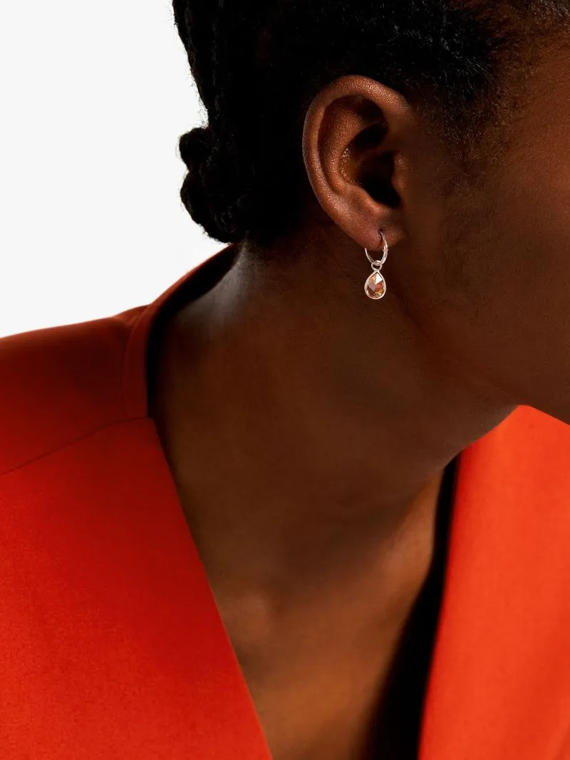 Sterling Silver Hoop with Removable Pear Shape Charm