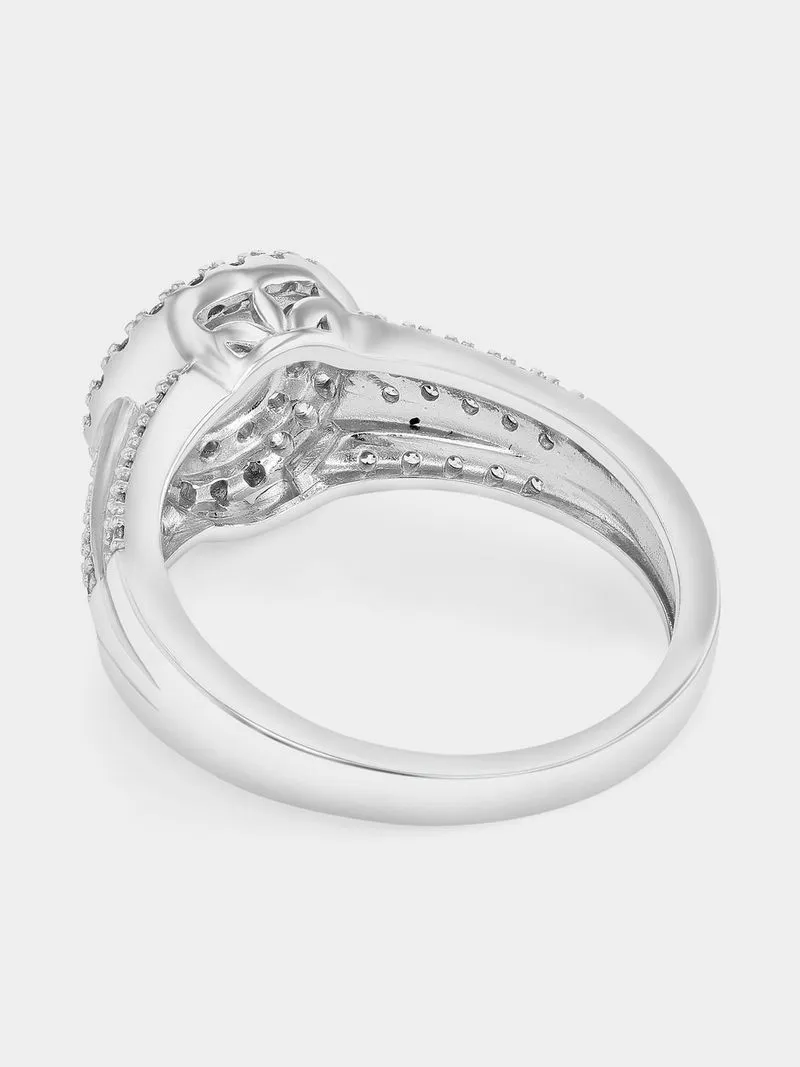 Sterling Silver Cubic Zirconia Round Double Halo Ring