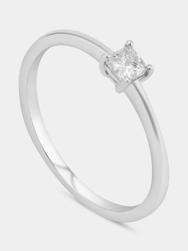 White Gold 0.18ct Diamond Princess Solitaire Ring