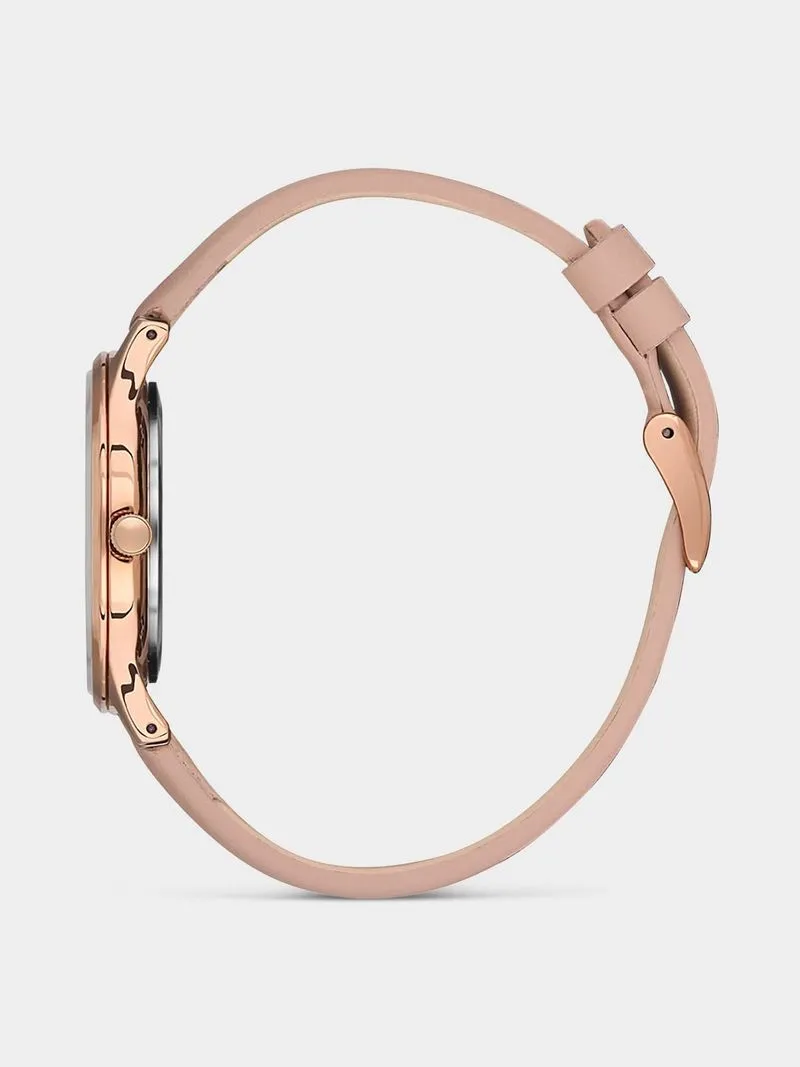 Daniel Klein Rose Plated Rose Tone Dial Light Brown Leather Watch