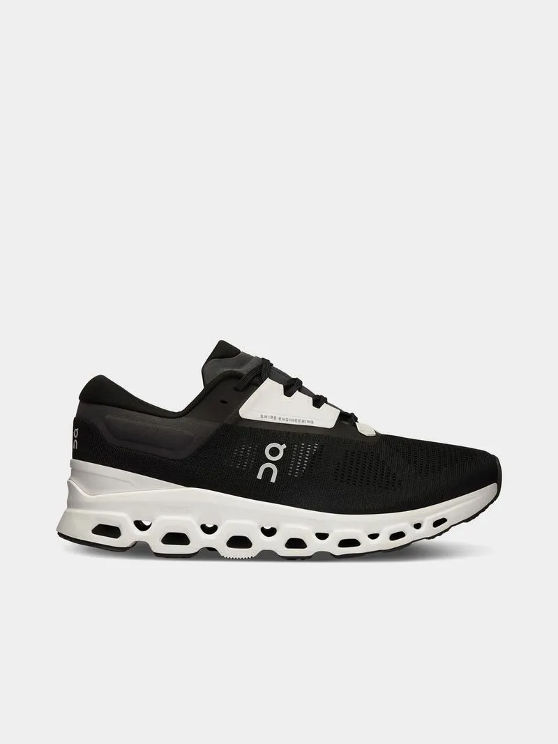 Mens On Running Cloudstratus 3.0 Black/White Running Shoes