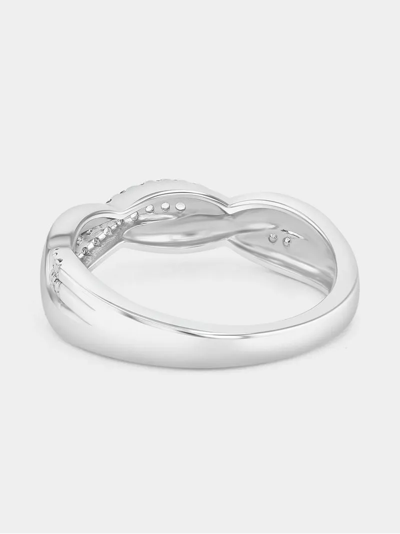 Sterling Silver Diamond & Created White Sapphire Twist Ring