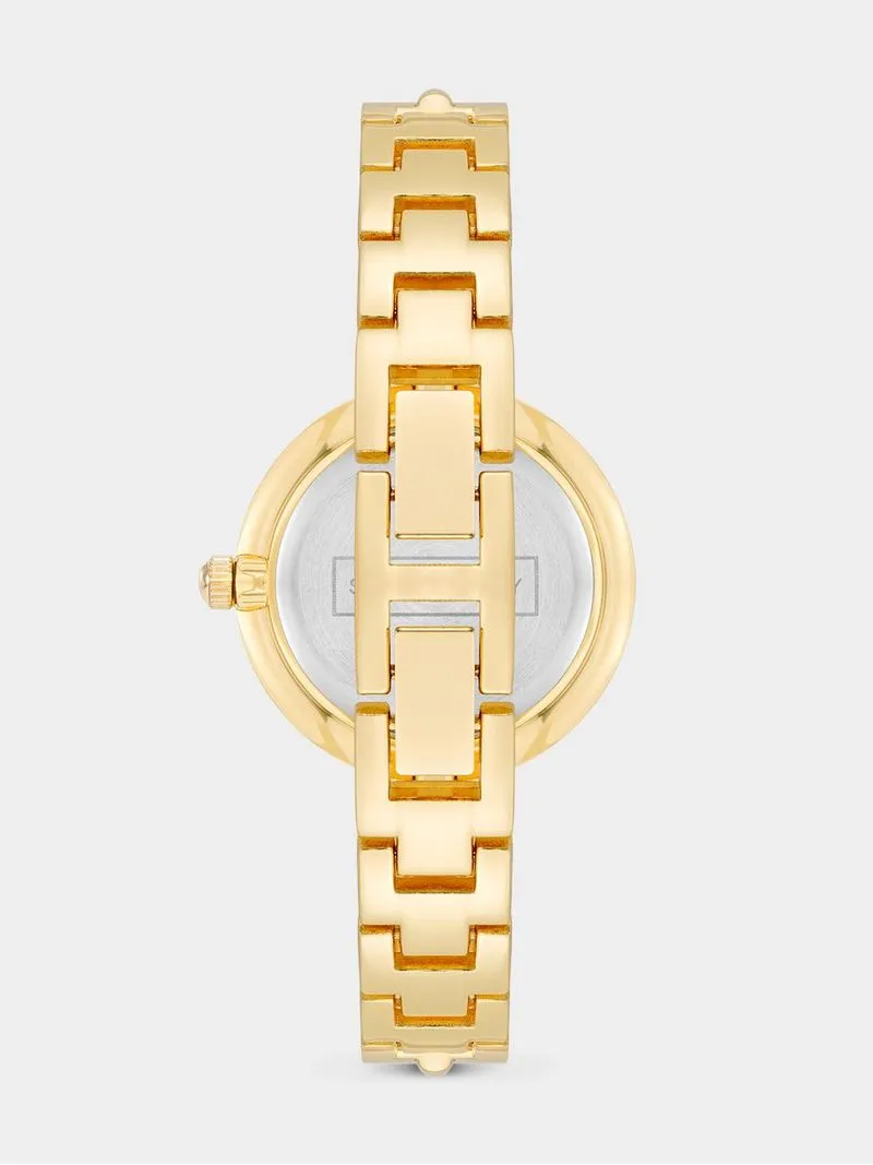 Anne Klein Gold Plated & Black Glitter Dial Bracelet Watch