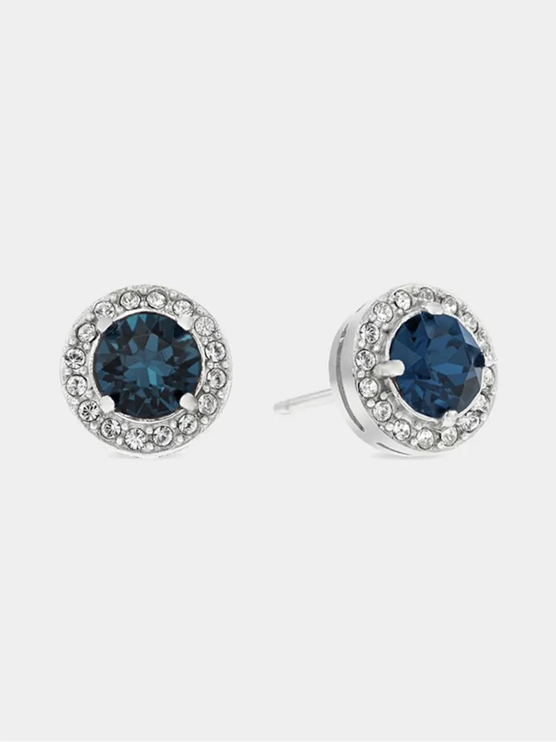 Sterling Silver Crystal Women's September Birthstone Stud Earrings