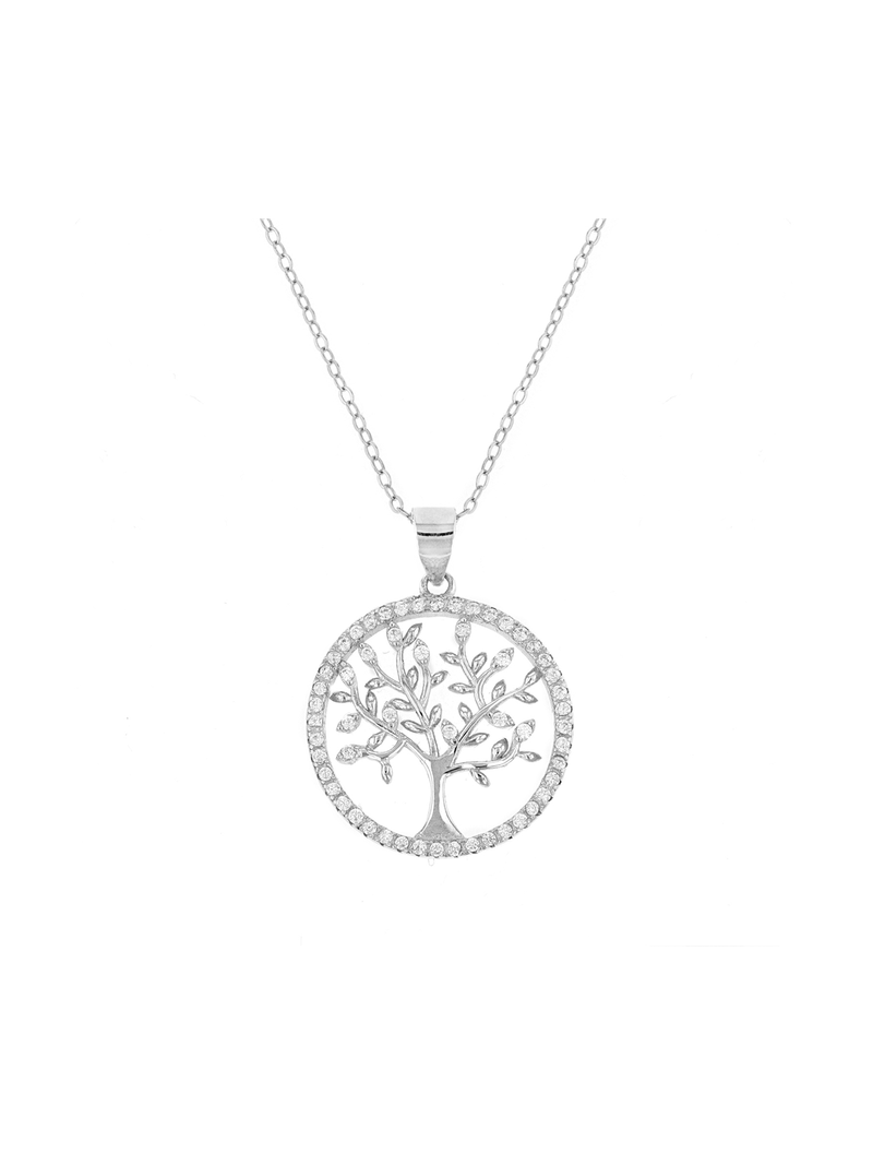 Sterling Silver Cubic Zirconia Tree Of Life Pendant