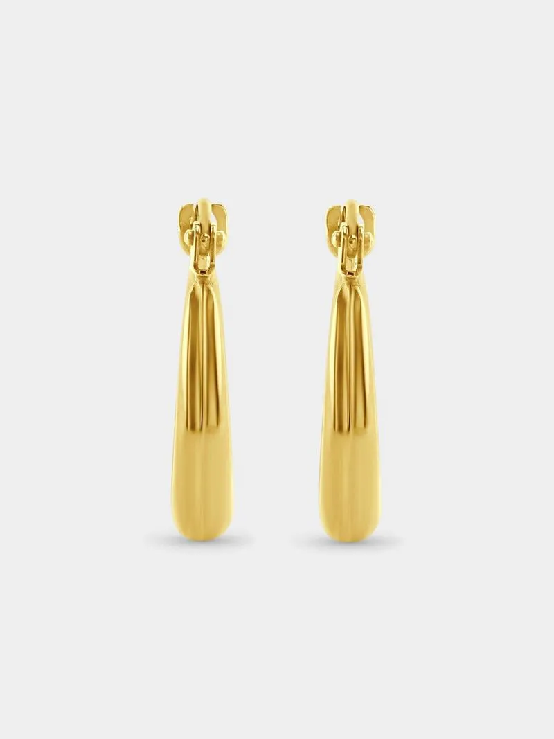 Yellow Gold & Sterling Silver U-Shaped Creole Hoop Earrings