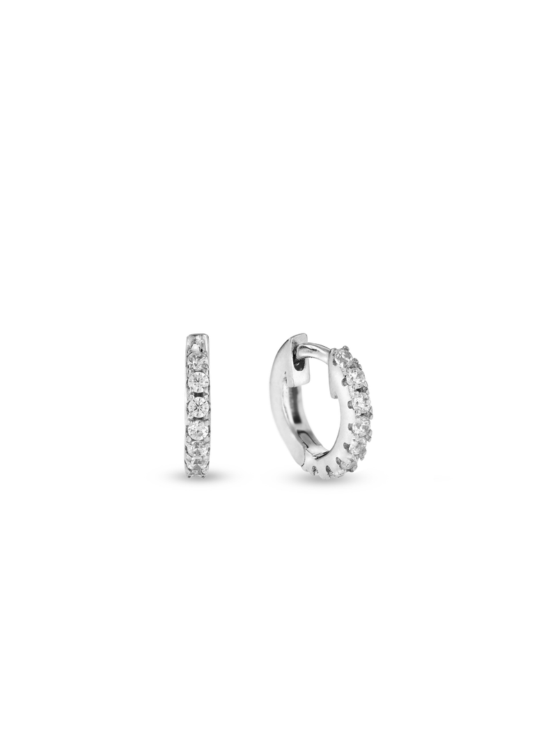 Sterling Silver Cubic Zirconia Women's Huggie Earrings