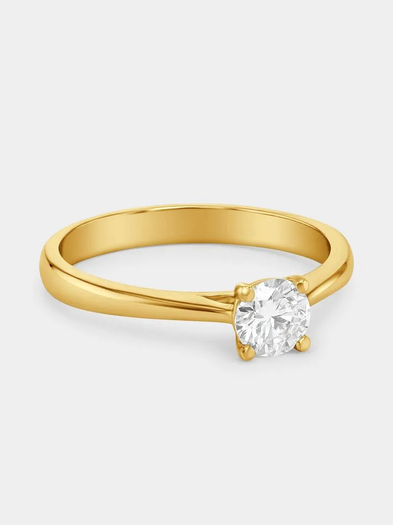 Yellow Gold 0.50ct Diamond Round Solitaire Ring