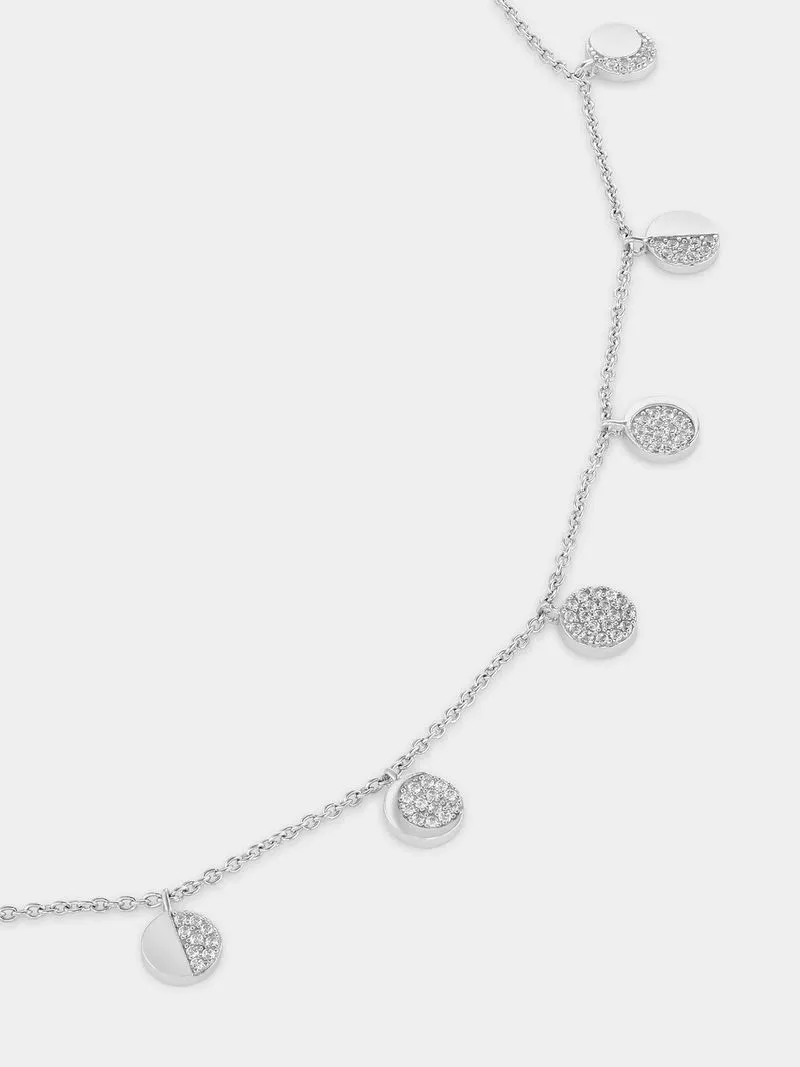 Sterling Silver Cubic Zirconia Lunar Disc Bracelet