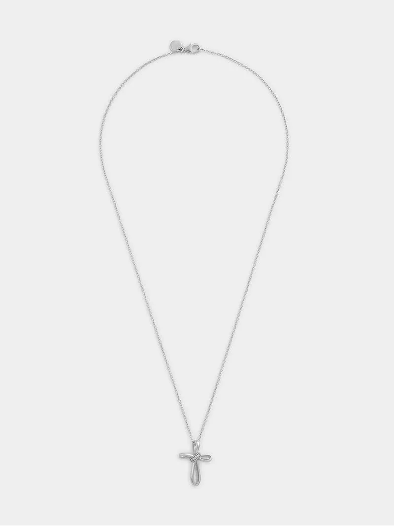 Sterling Silver Cubic Zirconia Looped Cross Pendant