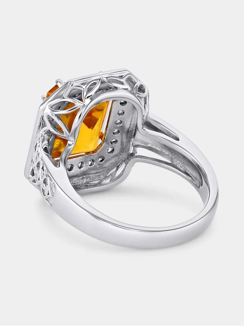 Gert Johan Coetzee Gold-tone Sterling Silver Cognac Cubic Zirconia Love Generation Love Knot Statement Ring