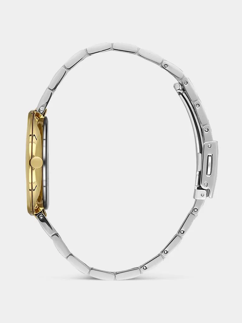 Daniel Klein Gold Plated White Dial Two-Tone Stainless Steel Bracelet Watch
