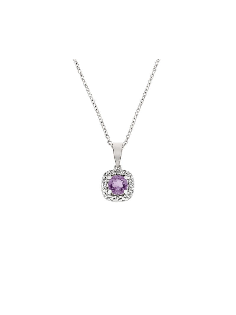Sterling Silver Cubic Zirconia February Pendant Necklace