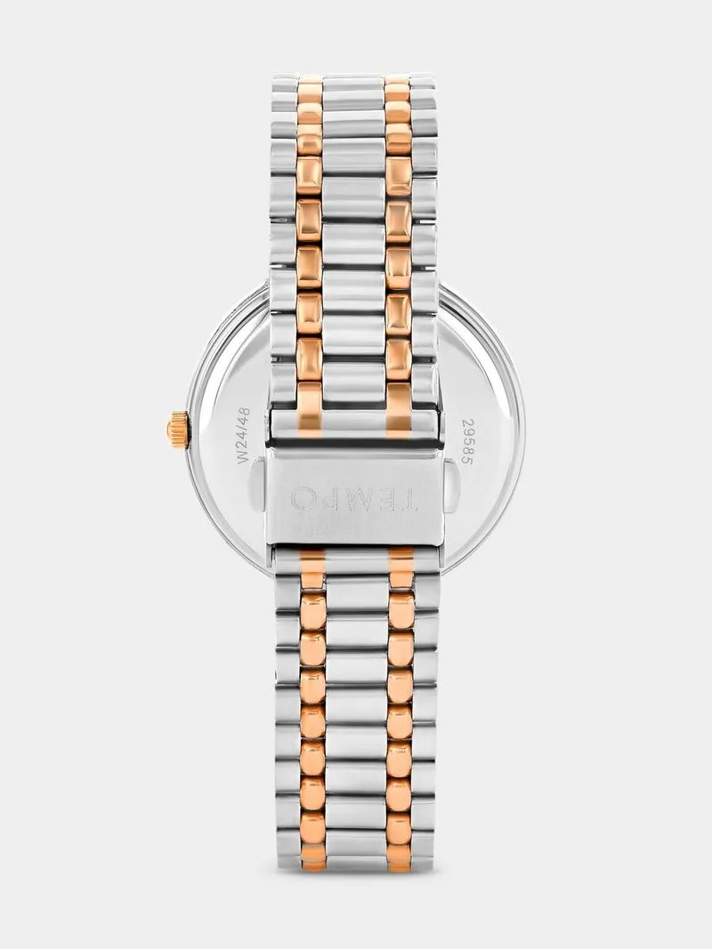 Tempo Rose Plated Smoky Tone Dial Two-Tone Bracelet Watch