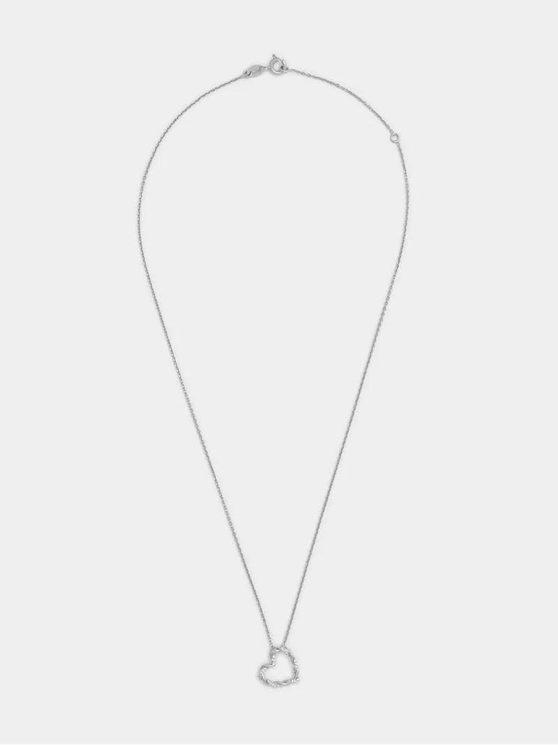 White Gold 0.10ct Diamond Twisted Open Heart Pendant