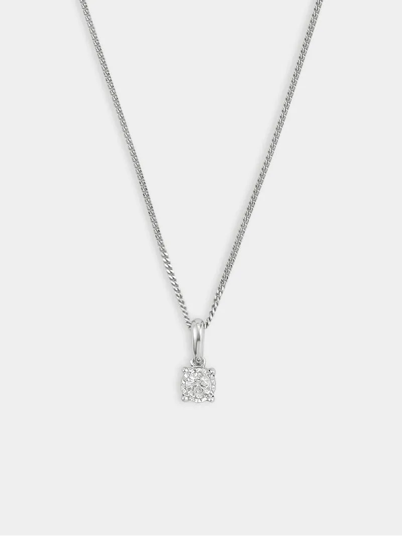 Sterling Silver Lab Grown Diamond Women’s Illusion Solitaire Pendant