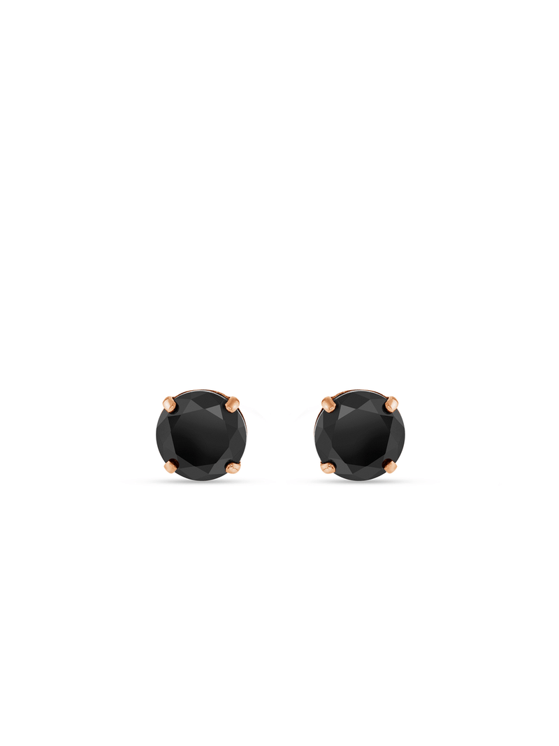 Rose Gold Black Cubic Zirconia Women’s Stud Earrings