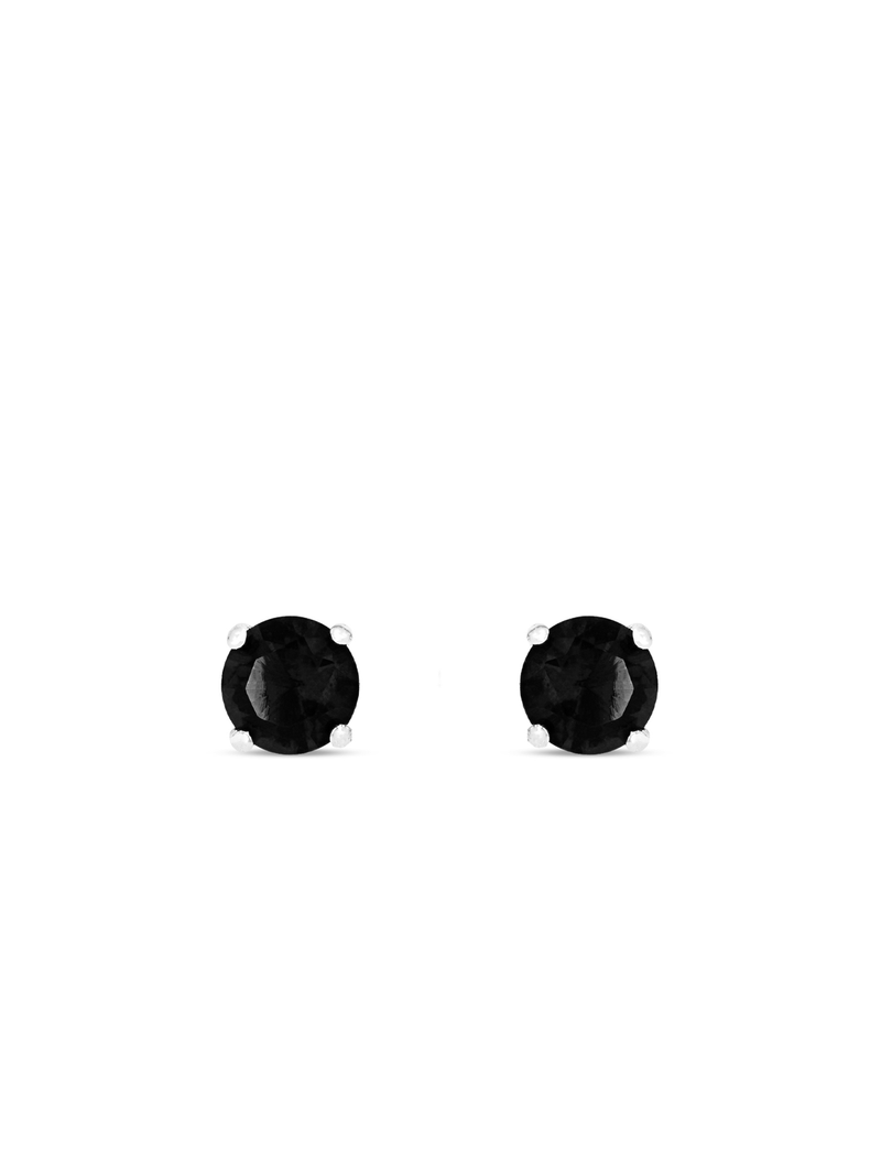 Sterling Silver Black Cubic Zirconia Stud EarringsS / 6MM 4CLAW BLACK STUDS