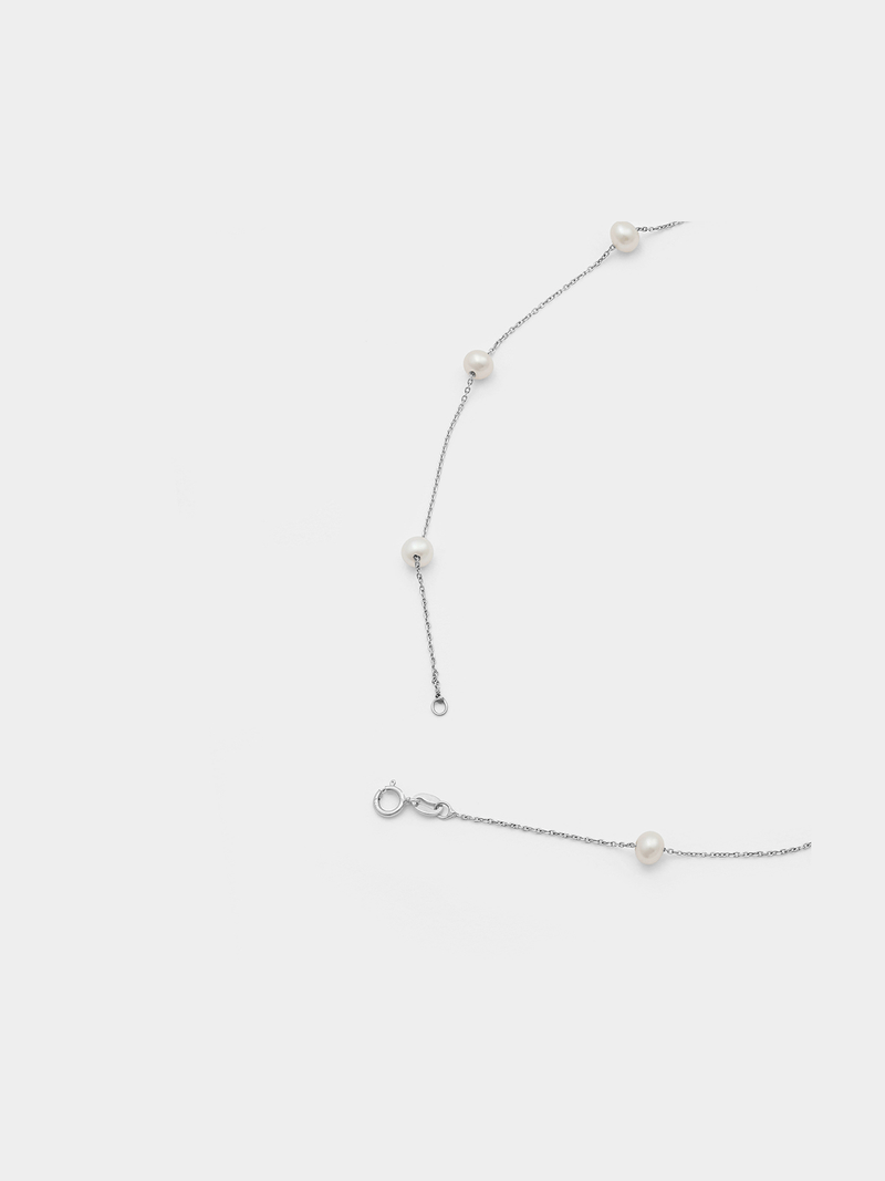 Sterling Silver Freshwater Pearl Station Necklace