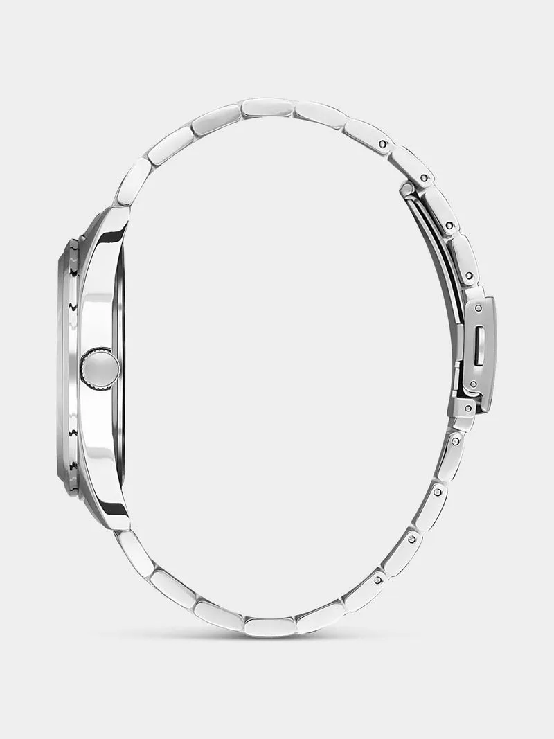 Daniel Klein Silver Plated Blue Dial Stainless Steel Bracelet Watch
