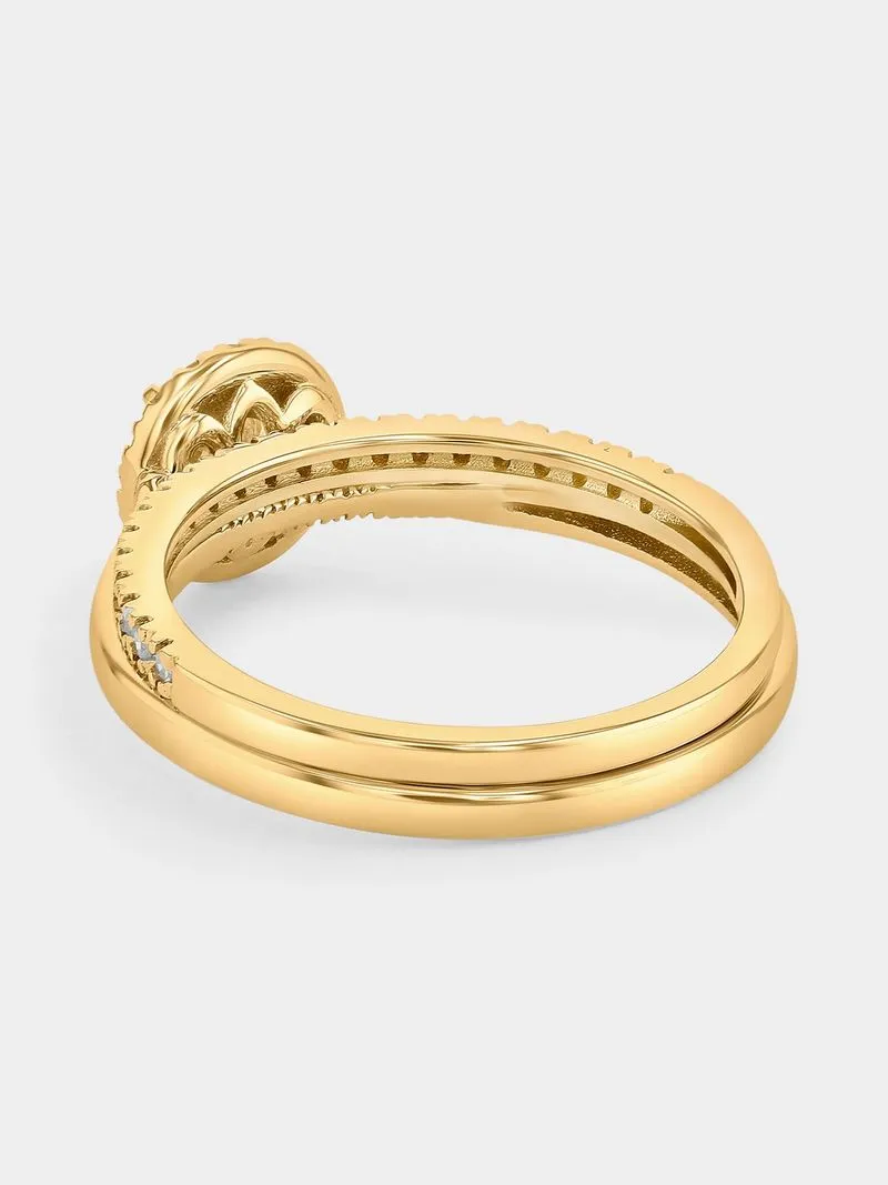Yellow Gold 0.7ct Lab Grown Diamond Round Halo Twinset Ring