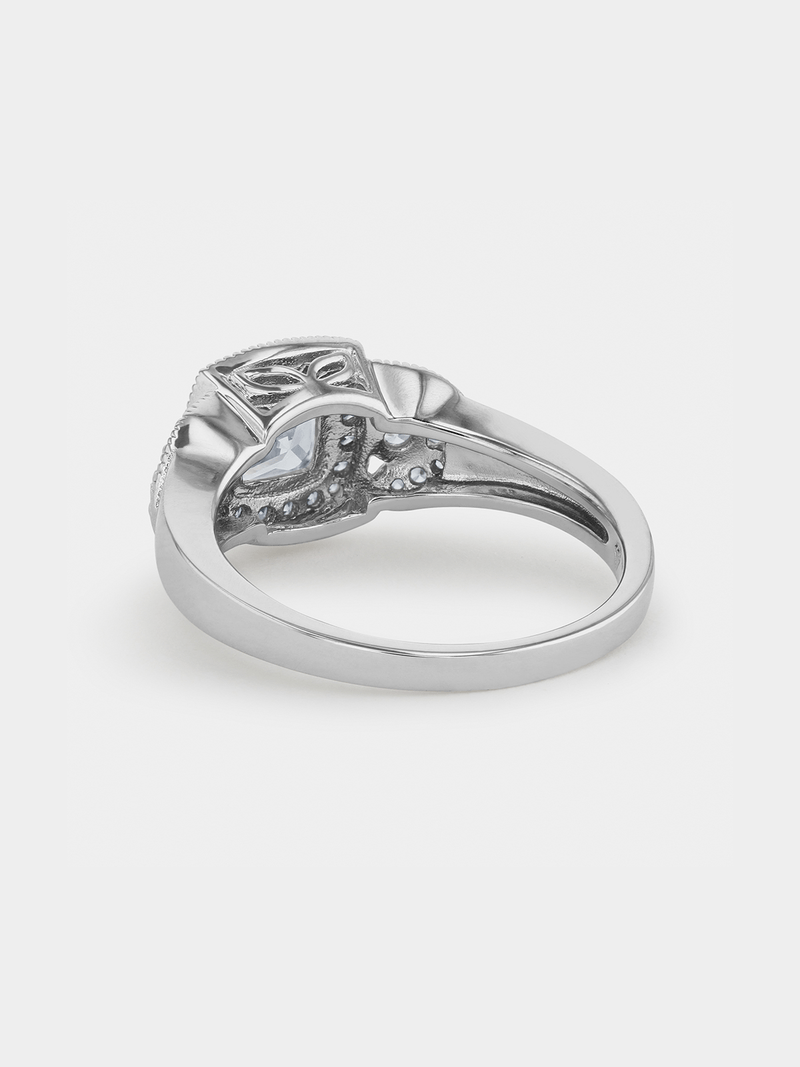 Cheté Sterling Silver Cubic Zirconia Women’s Cushion Marquise Ring