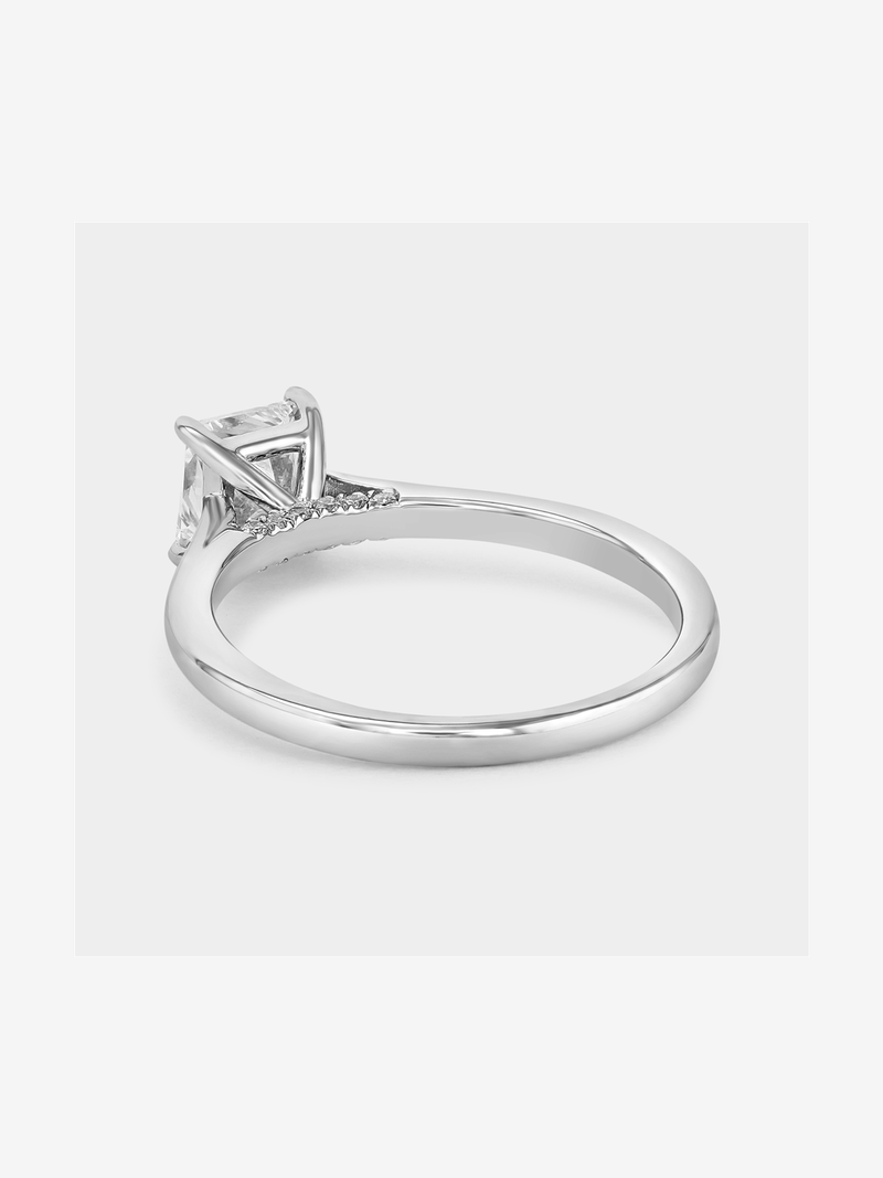 White Gold 1ct Lab Grown Diamond Princess Solitaire Ring