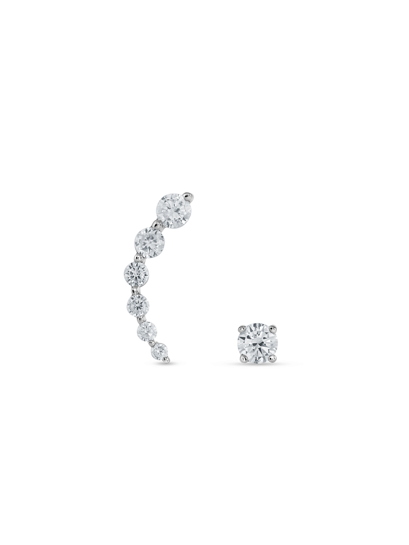 Sterling Silver & Cubic Zirconia Mismatched Meteor Stud Earrings