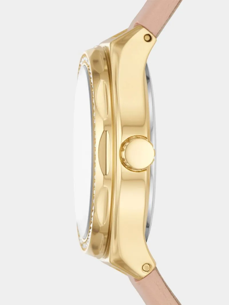 Fossil Eevie Gold Plated Stainless Steel Pink Leather Watch