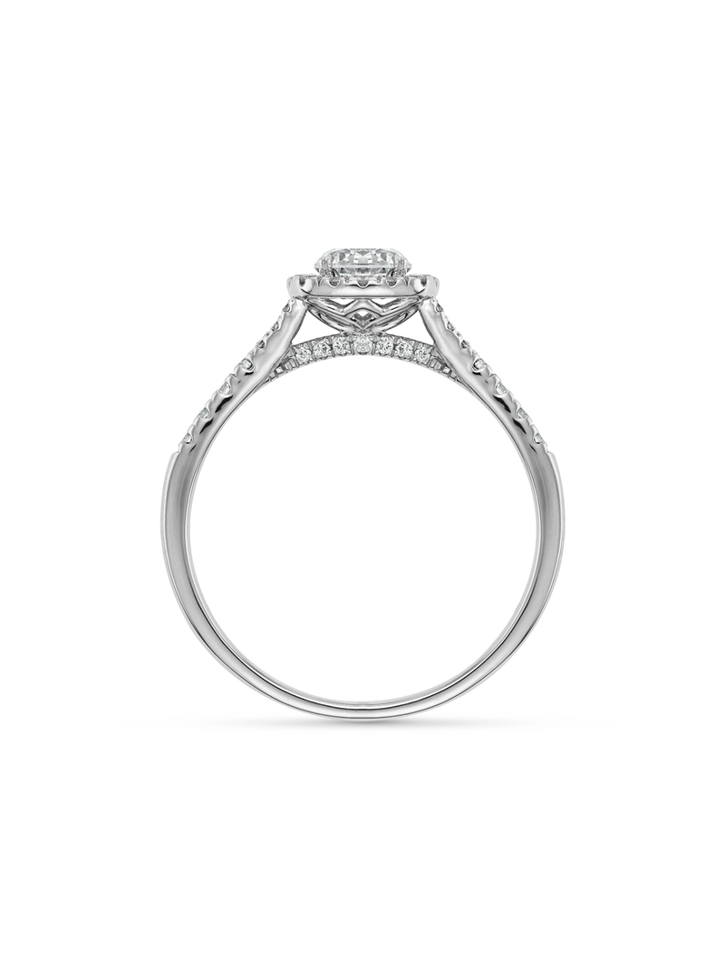 White Gold 0.75ct Lab Grown Diamond Cushion Halo Ring