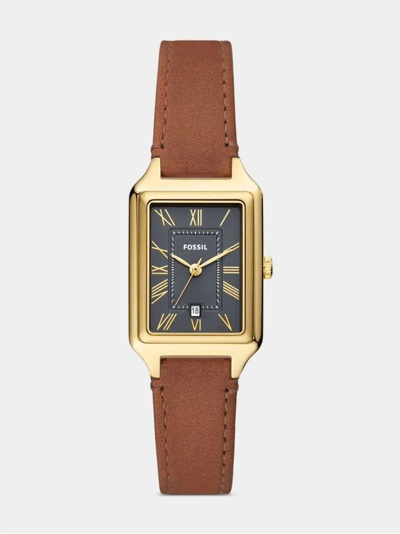 Fossil Raquel Gold Plated Stainless Steel Brown Leather Watch