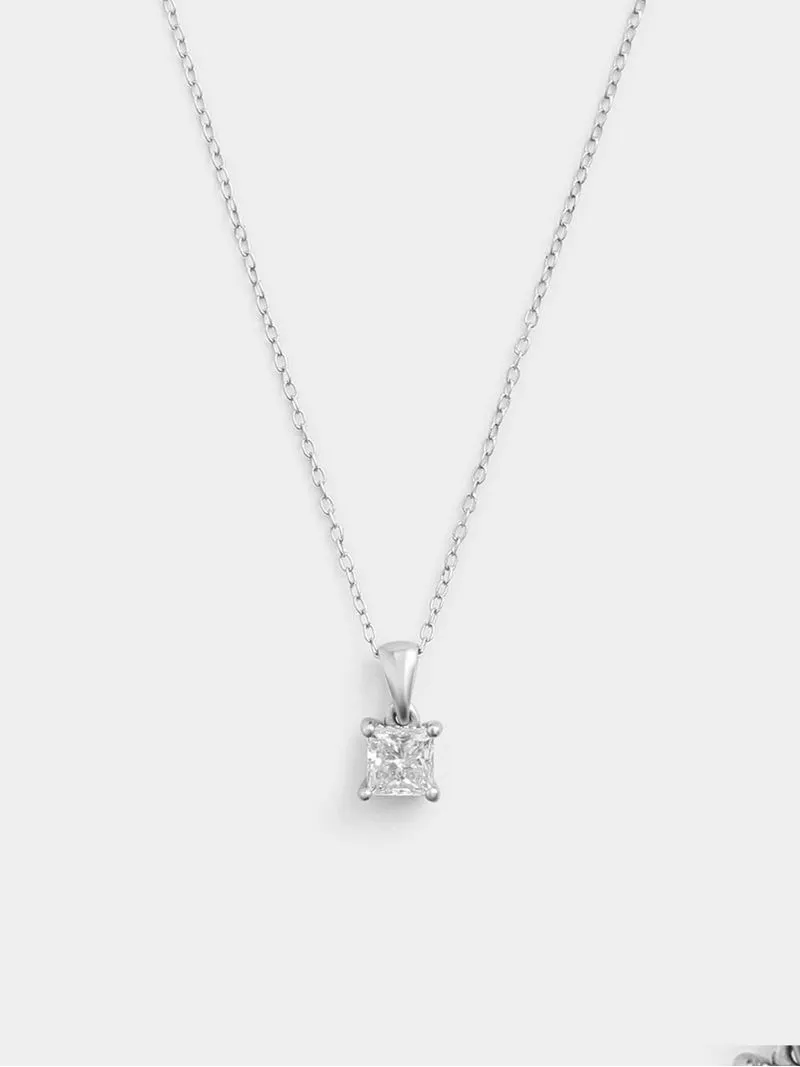 White Gold 0.5ct Lab Grown Diamond Solitaire Princess-Cut Pedant