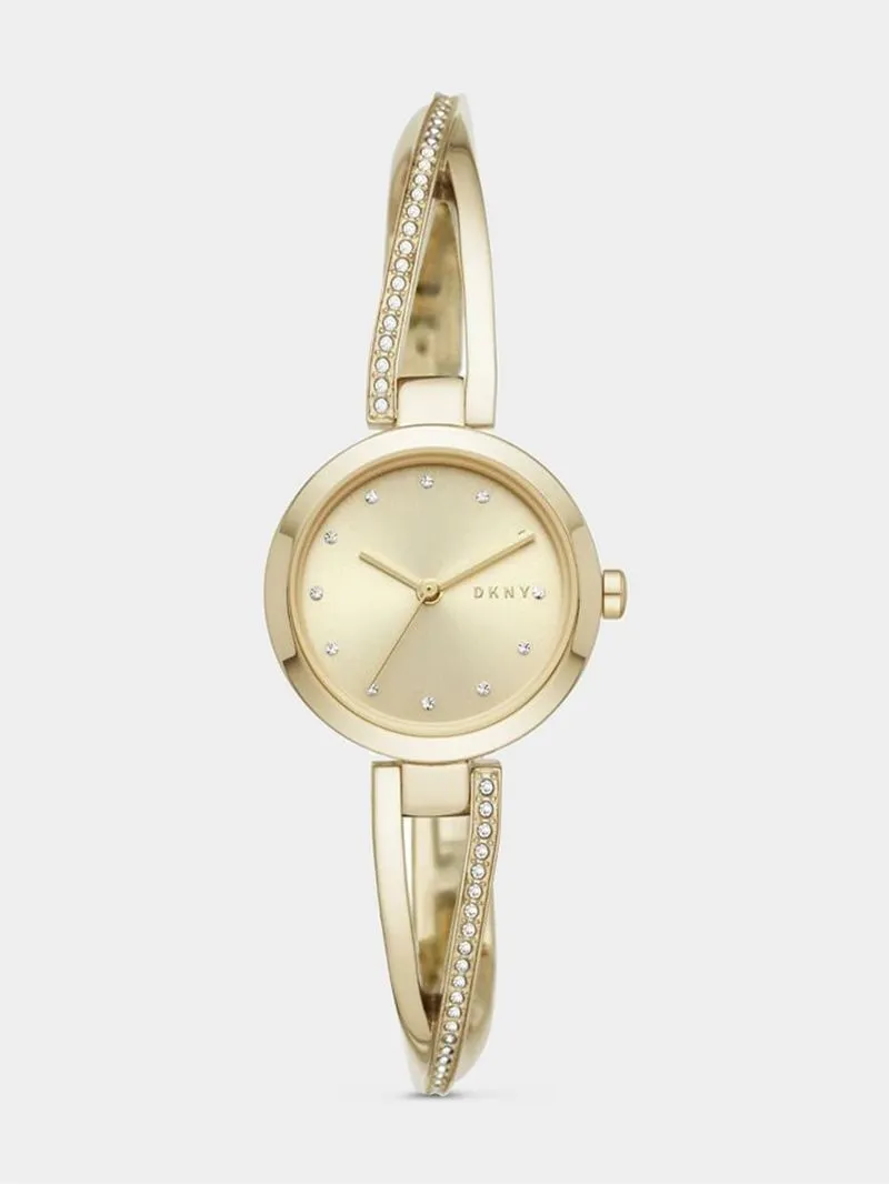 DKNY Women's Crosswalk Gold Plated Stainless Steel Bangle Watch