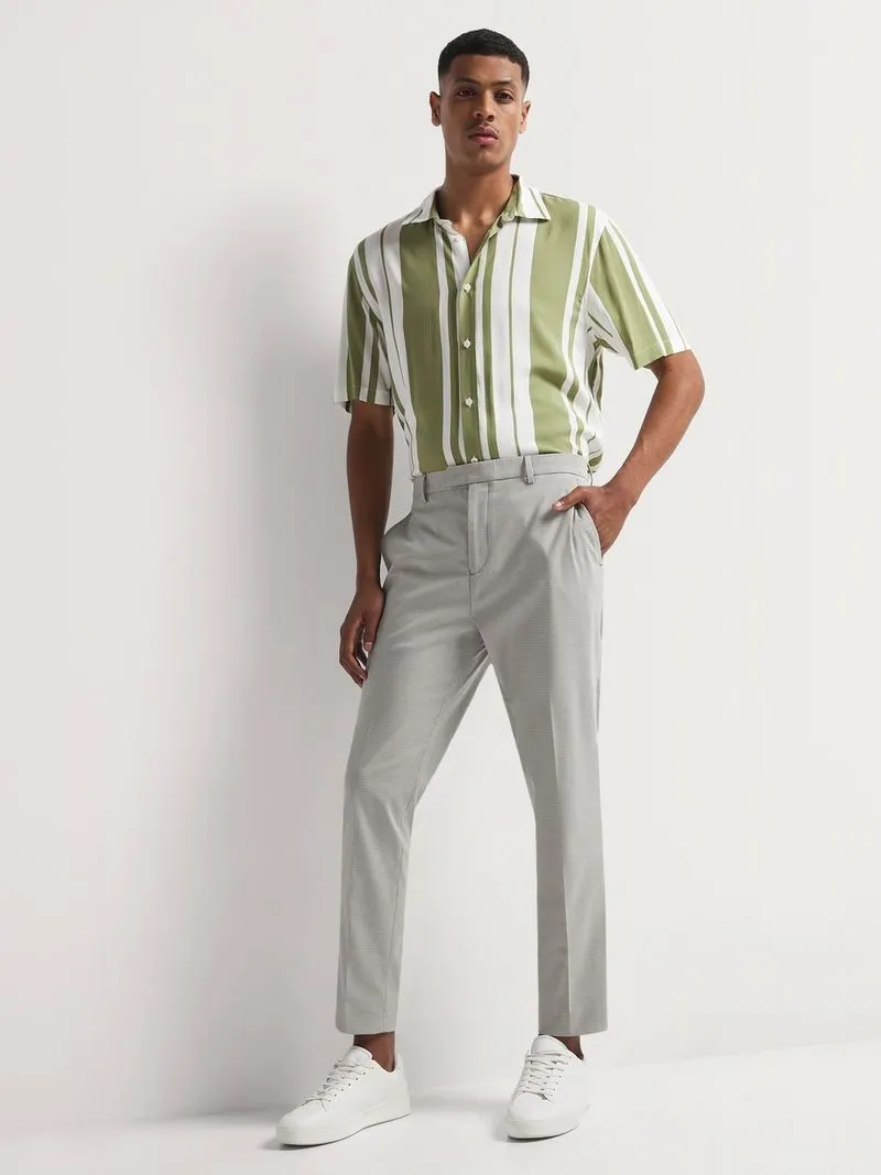 Men's Markham Smart Slim Tapered Micro Check Grey/White Trouser